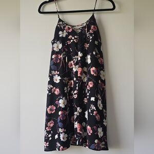 Mimi Chica Floral Black Dress With Pockets Size S